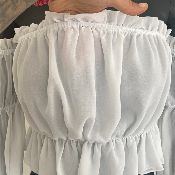 White Romantic Ruffled Blouse - Picture 9 of 10